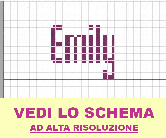 Emily in maiuscolo a punto croce