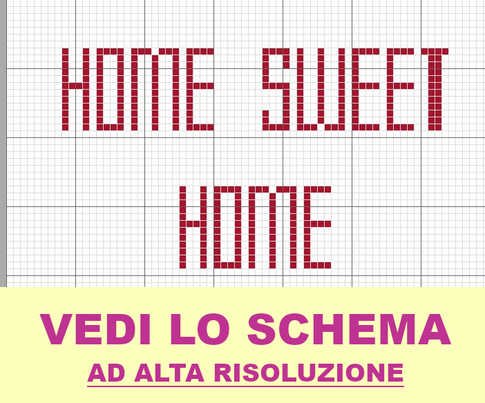 Home Sweet Home in maiuscolo a punto croce