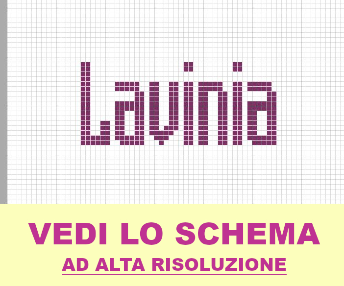 Lavinia in maiuscolo a punto croce