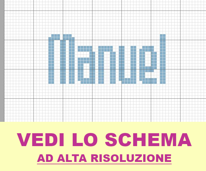 Manuel in maiuscolo a punto croce