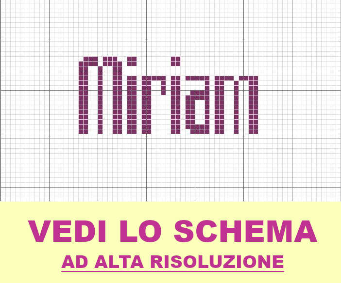 Miriam in maiuscolo a punto croce