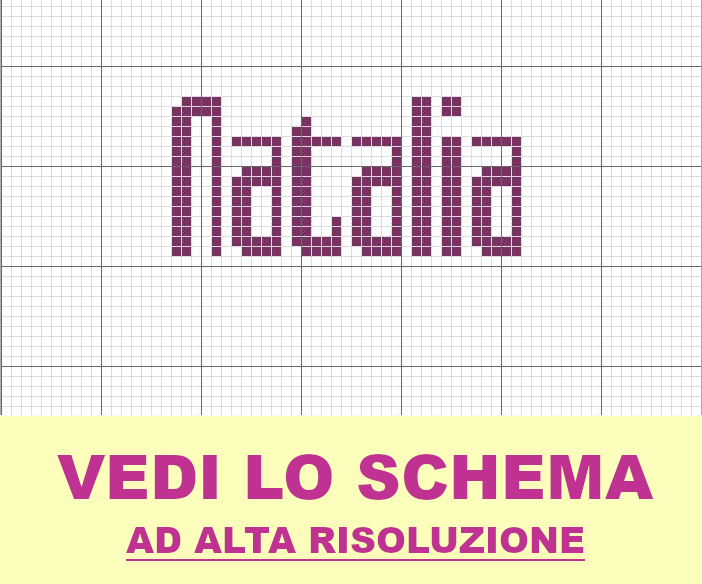 Natalia in maiuscolo a punto croce