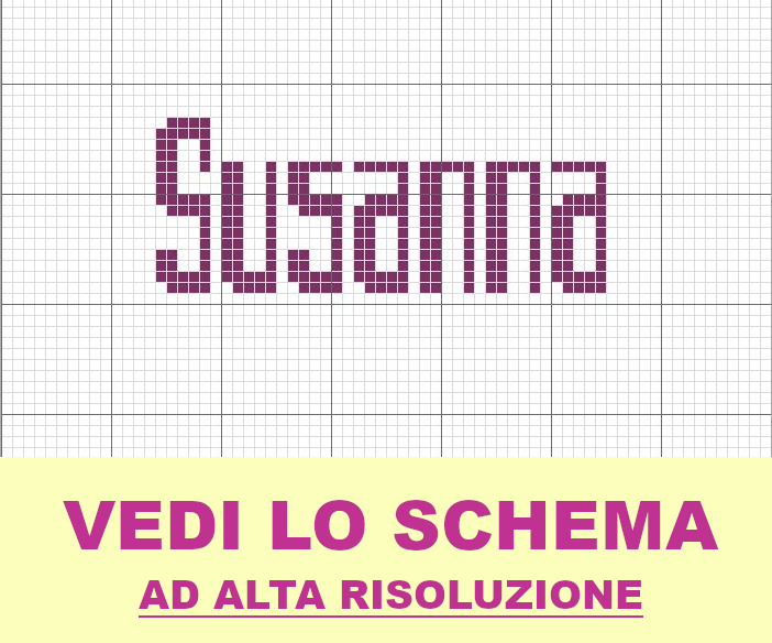 Susanna in maiuscolo a punto croce